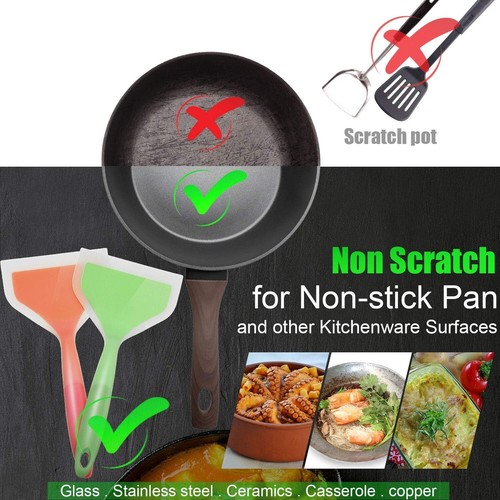2 Pcs Silicone Pancakes Shovel Wide Spatula Turner Nonstick Fried Fish Spatula - Picture 9 of 12