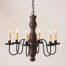 Gettysburg 6 Arm Wood Chandelier in Espresso . Country Lighting Chandelier