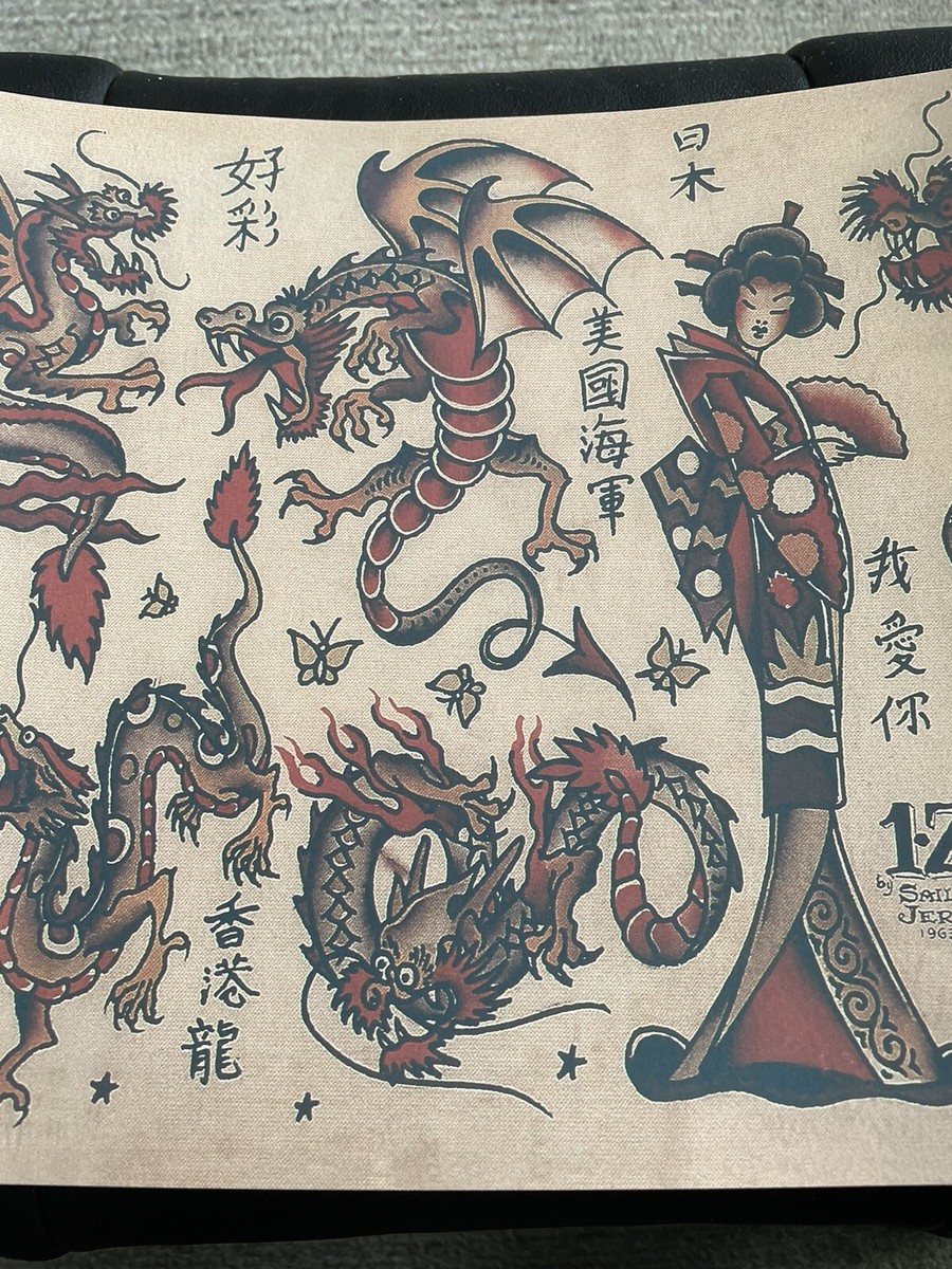 1Z Designed By Sailor Jerry Tattoo flash art sheet (lot #177