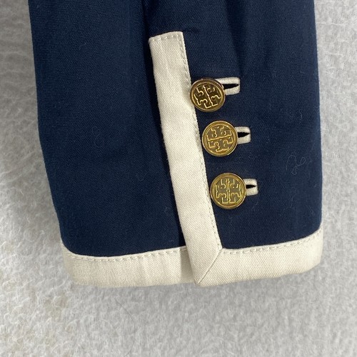 TORY BURCH Blazer 2 Navy Blue Gold Buttons Double Breasted Jacket - Picture 10 of 20