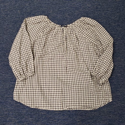 Chaps Womens Gingham Raglan Sleeve Top Size 2X Boho Picnic Peasant 50S Style