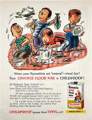 #ad Whitney Darrow Cartoon Naughty Boys Simoniz Wax Vtg Magazine Print Ad 1950s $12.85