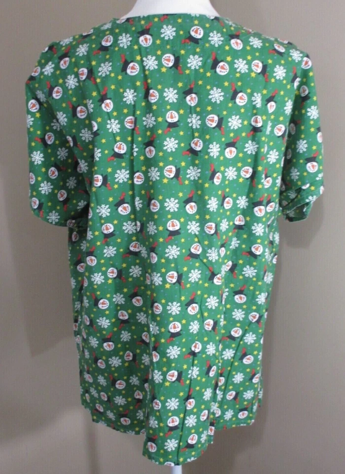 Лот из 4 праздничных рождественских скрабов женщин XL ручной работы снеговик, елки - Изображение 3 из 4