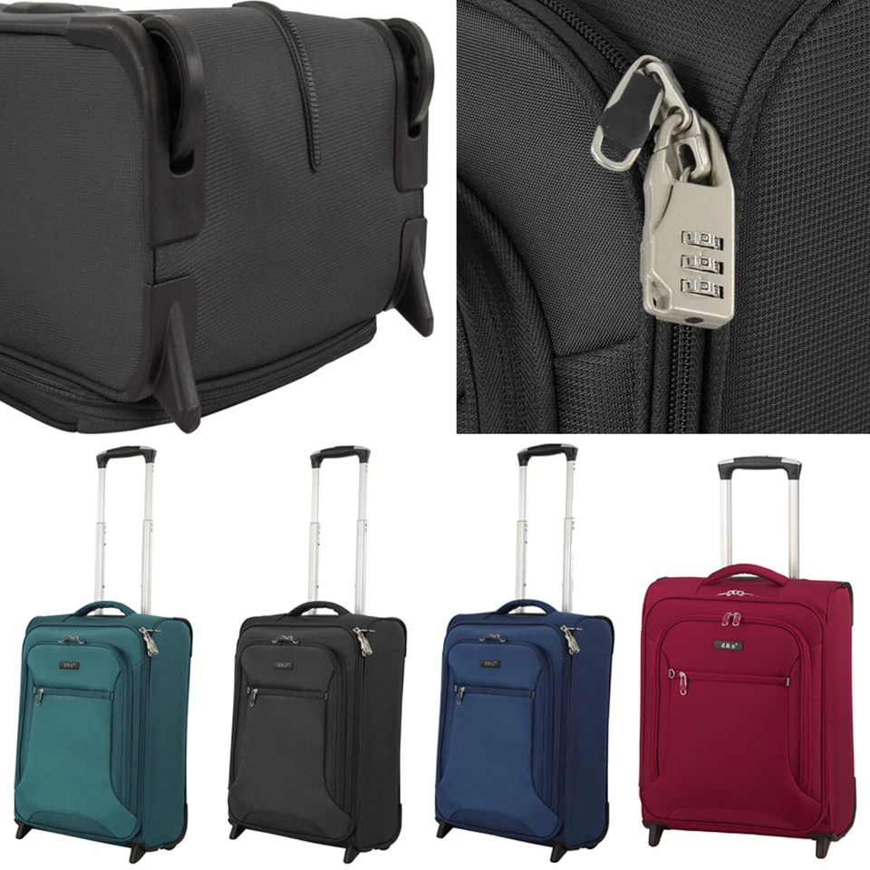 Leichter Bordgepäck Koffer 54 cm Weicher Stoff Rollen Trolley Blau Bowatex - Bild 3 von 4