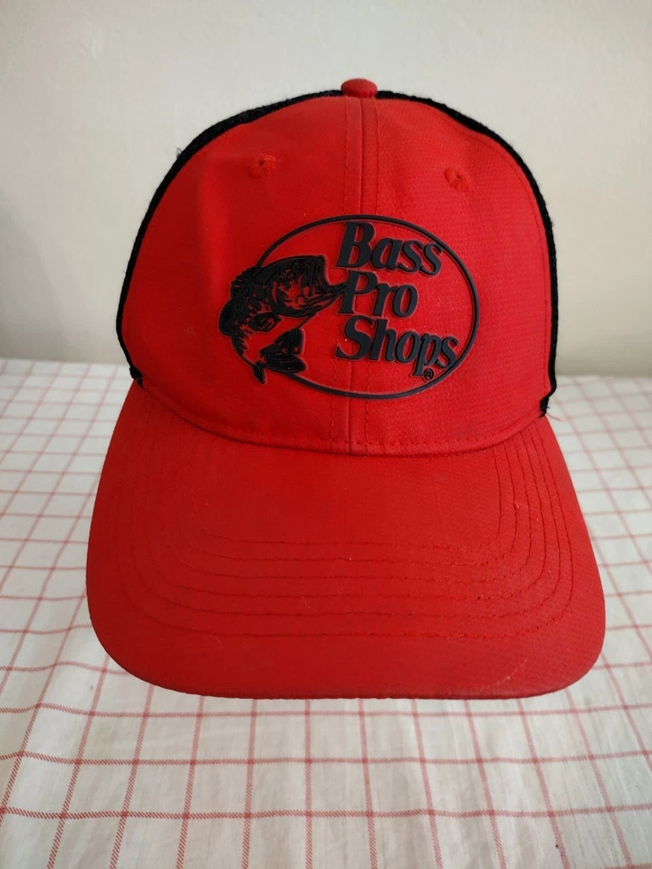 Bass Pro Shops Gone Fishing Trucker Cap Hat Red Size M/L Mens Embroidered Mesh  - Image 2 of 4