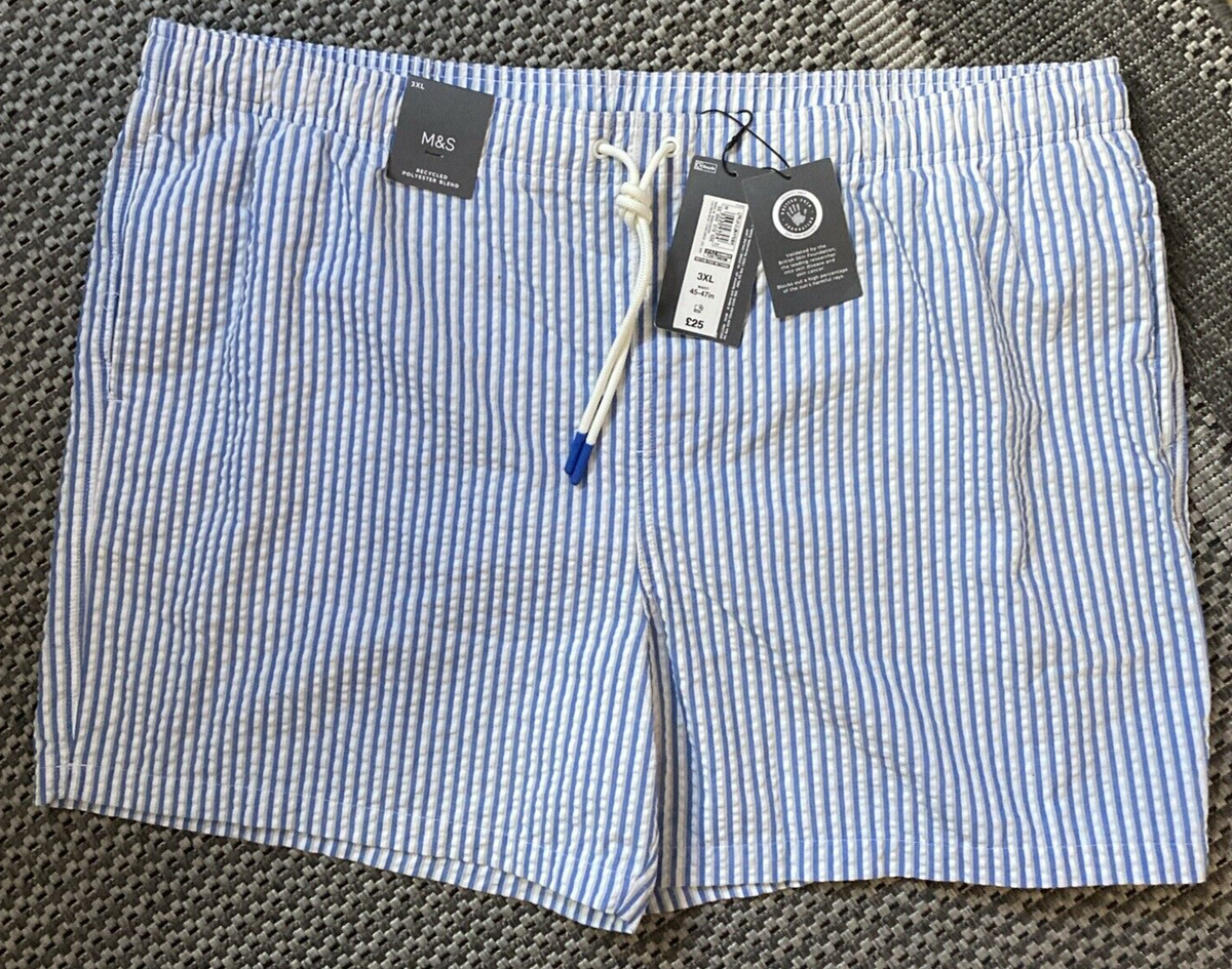 Marks Spencer Mens Swim Shorts Seersucker Quick Dry Size 3XL45 47 Waist