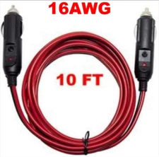 10FT 16AWG 10A Heavy Duty Male to Male Cigarette Lighter Plug Power Cable