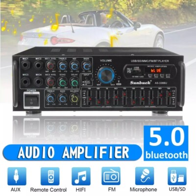 Sunbuck 2000W HIFI Verstärker Bluetooth Digital Stereo Audio Amplifier Aux USB