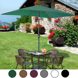 Aluminium 2.5M Round Garden Parasol Outdoor Umbrella Sun Shade Canopy Crank Tilt