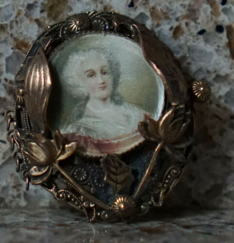 Metal Mourning Pin Brooch Pendant Antique Victorian Filigree Edwardian Untested