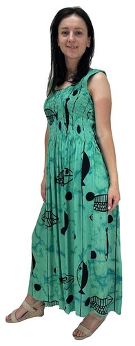 Ikat Damen langes Sommer fließendes Kleid mit gesmoktem Oberteil - passt Größen 8-28 - Bild 266 von 270