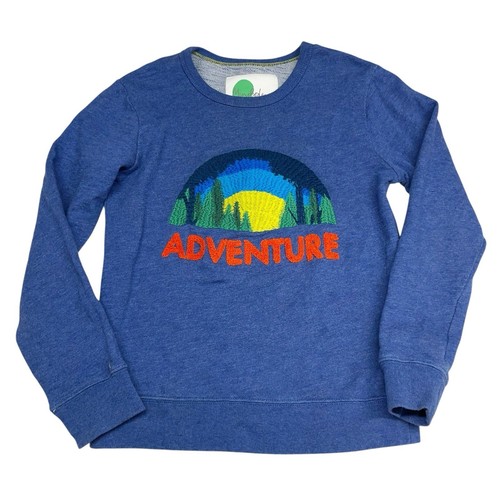 Mini Boden 7-8 Adventure Sweatshirt Outdoor Embroidered Chenille Cotton Pullover