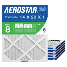 Aerostar Air Filter 14x20x1 MERV 8 AC Filter, HVAC, Furnace 6 PACK, White