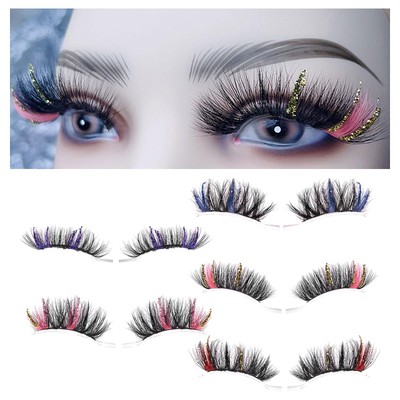 Falsche Wimpern Wunderschöne D Curl Strip 3D Nerzwimpern für Bühne Cosplay Party