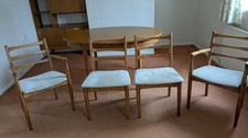 Schreiber Vintage Mid Century Oval Extending Dining Table & 4 Chairs