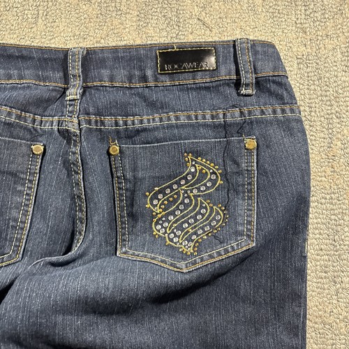 Vintage Y2K Damen Rocawear Jeans Gr. 7 30x32 Mcbling Hip Hop 90s Dark Wash - Bild 3 von 12