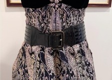VALENTINO GARAVANI Belt 70CM Black Patent Leather Corset 1990 1980 ITALY