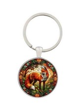 Porte-clés, bijou de sac cabochon imprimé renard élégant.