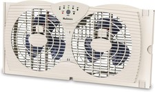 Dual Blade Digital Window Fan with Programmable Thermostat Control, Dual 3 Blad