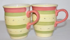 2 Pfaltzgraff  Secrets of Pistoulet  Red Trim Coffee Tea Mugs