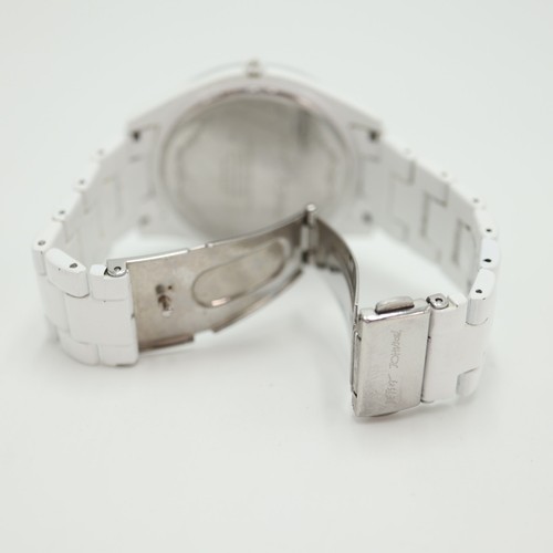Betsey Johnson White Pink Gem Watch 40mm 5.75" Steel Bracelet w New Battery - Picture 12 of 13
