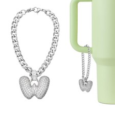 Letter Charm for Stanley Tumbler Cup, Bubble Cute Initial W Letter Charm, White