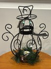Nantucket Metal Snowman LED Candle Holder Christmas Winter Decor