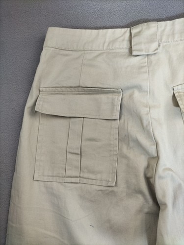 Pantalone cargo donna taglia L (12) beige tela vita alta largo 30"L 100% cotone - Foto 9 di 9