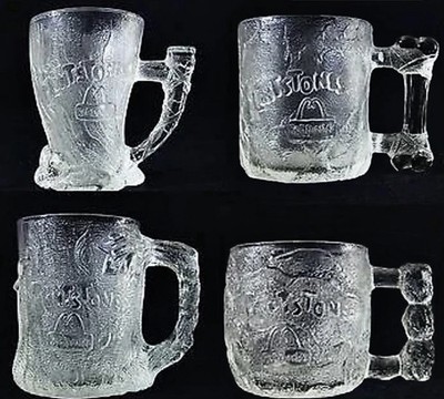 Complete set of 4 McDonalds Flintstones 1993 Glass Mugs EUC