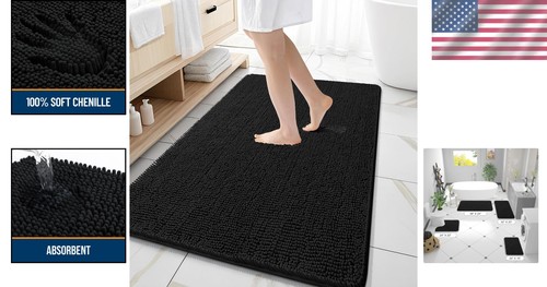 59x35 Luxuriöser Chenille Badteppich - Ultra saugfähig, weich & schnelltrocknend - Bild 2 von 9