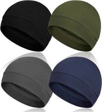 4 Pieces Cotton Skull Caps for Men, Lightweight Breathable Skull Beanie Sleep Ca