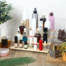 4 Pack 4 Tier Acrylic Wooden Display Stand, Clear Acrylic Display Riser Shelf...