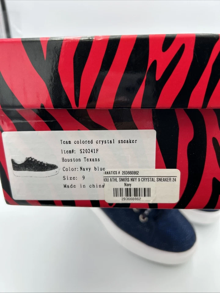 NFL Fanatics HOUSTON TEXANS "Rhinestone Sneakers” Women's 9 - Custom Design - Image 3 of 4