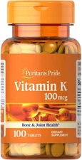 Puritan's Pride Premium Vitamin K 100mcg, Dietary Supplement for Bone,... 
