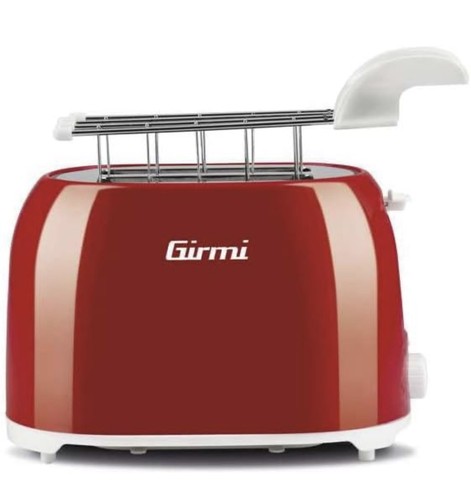 Girmi TP1005 2 Slice Toaster Red. 7 toasting levels. Sandwich tongs Italian st
