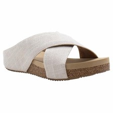 Women's Volatile Footwear Linen Criss Cross Sandal - ABLETTE - Bone Summer Shoe