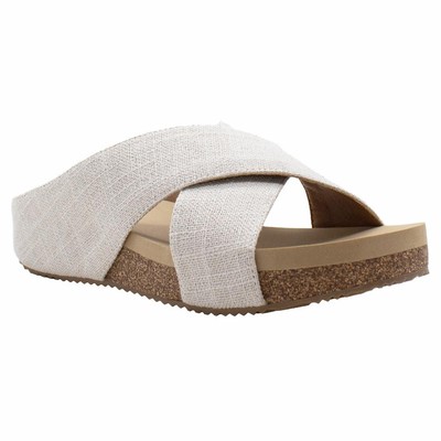 Women's Volatile Footwear Linen Criss Cross Sandal - ABLETTE - Bone Summer Shoe