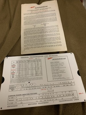 Andrew Microwave Antenna System Computer Slide Rule 1977 Vintage  NASA Coaxial