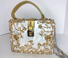 Rectangle Diamond Evening Flower Clutch Bling Bag