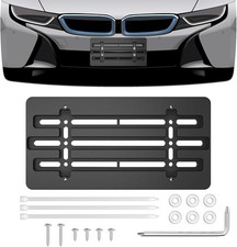 Universal No-Drill Front License Plate Holder Bracket Kit with Hardware