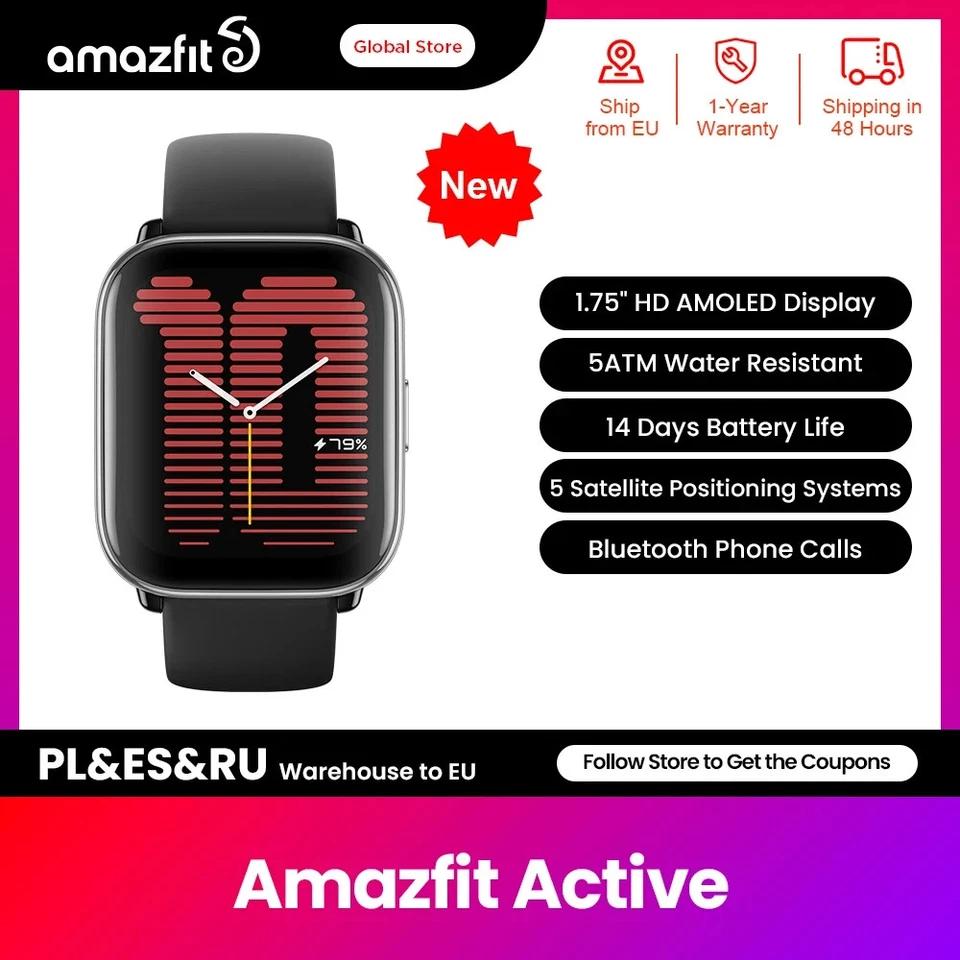 AMAZFIT Active Smartwatch AMOLED GPS Ultra battery Cardio Impermeabile Black - Immagine 3 di 4