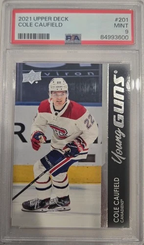2021-2022 Upper Deck Young Guns Cole Caufield #201 PSA 9 RC Rookie Canadiens
