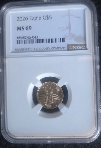 2026 Eagle G$5 MS69 NGC Certified Gold Coin