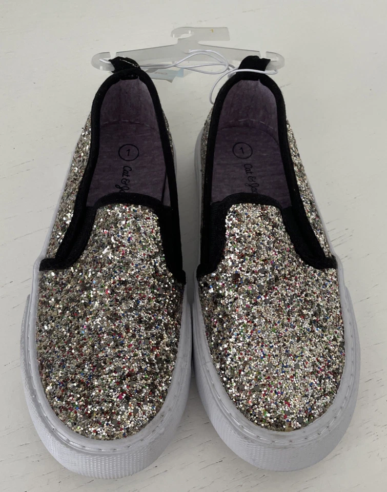 Zapatillas deportivas Cat And Jack Carey juveniles talla 1 sin cordones brillantes brillantes nuevas Foto 4 de 4