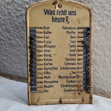 Antike Merktafel aus Blech" Was fehlt uns heute " Art Schild