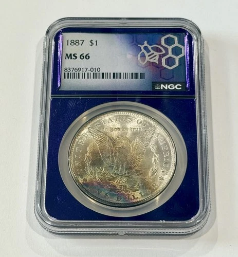 1887 Morgan Silver Dollar NGC MS66 - With Toning - Purple Core