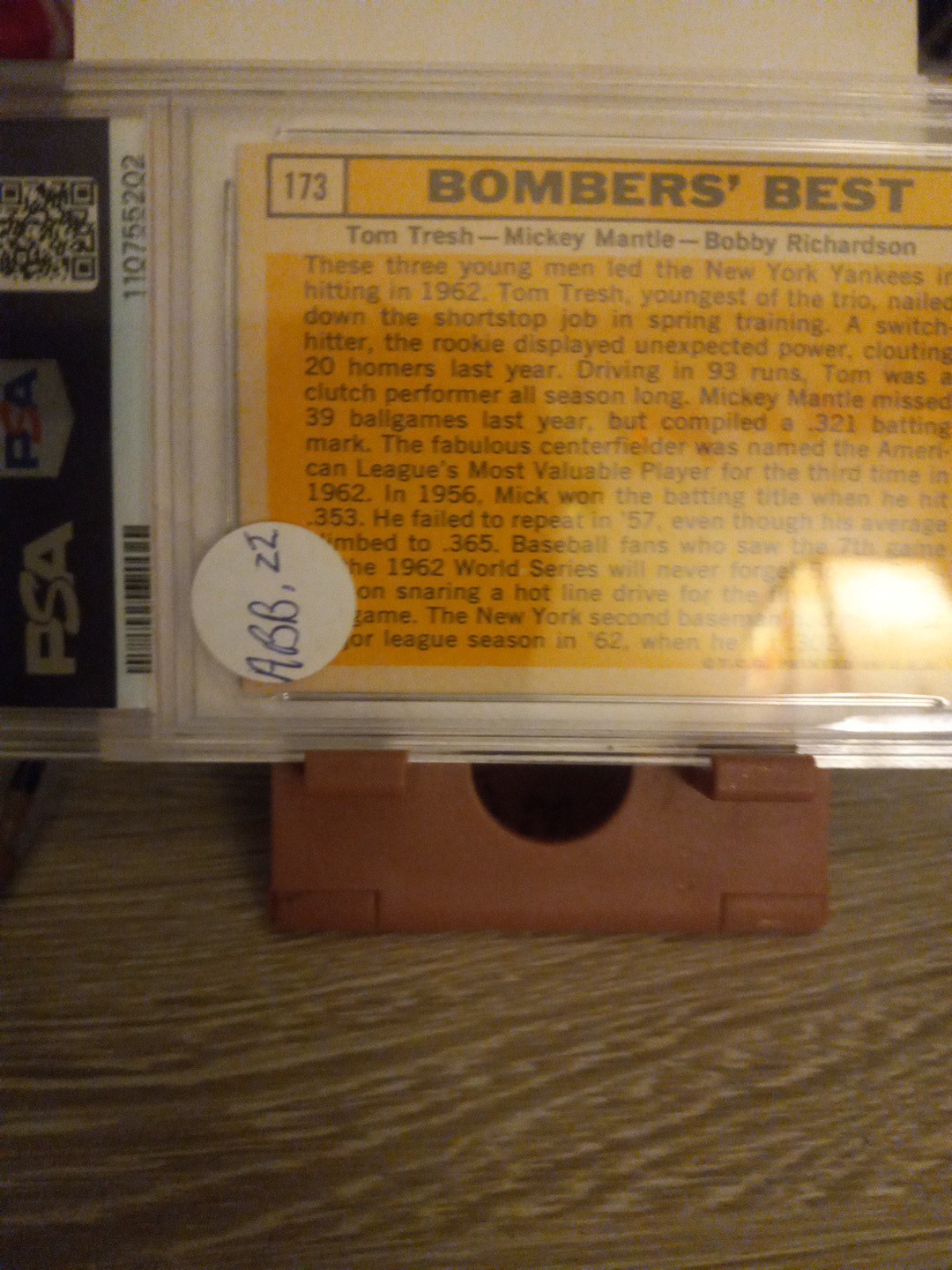 Mickey Mantle Bomber's Best 1963 Topps PSA 5 #173 Yankees L@@K! Free Shipping!!! view 5