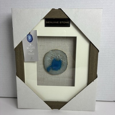 Genuine Stone Agate Slice Shadow Box Collection By Ambar Wall Art BlueDecr 10x8