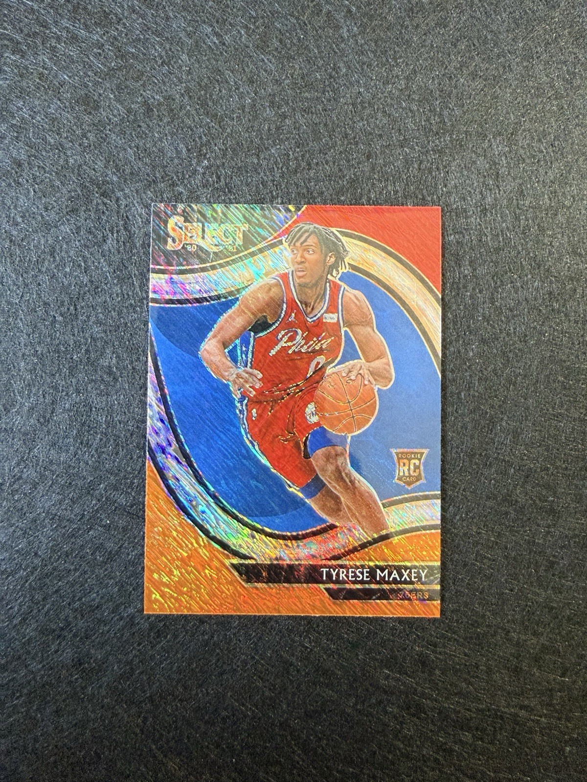 2020-21 Panini Select - Tyrese Maxey #280 Red White Orange Shimmer Prizm (RC)