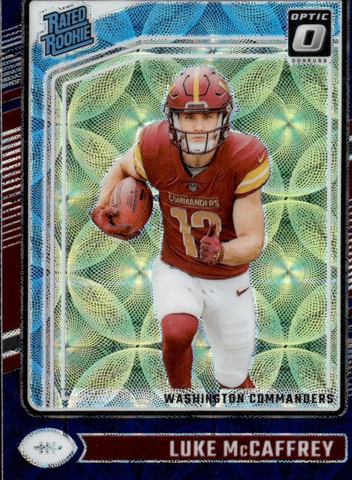 2024 Optic Rookie Luke McCaffrey #268 Purple Scope RC BUY 3 GET 1 FREE